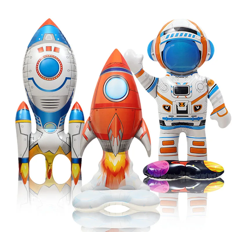 Große 3D-Astronauten-Folienballons, Rakete, Raumfahrer, Raumschiff-Luftballons für Kinder, Jungen, Weltraum-Thema, Geburtstagsparty-Dekorationen