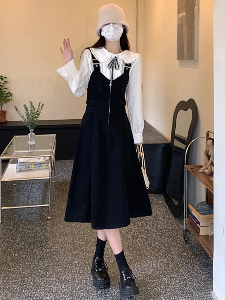 

Женское длинное джинсовое платье на бретельках, повседневное свободное черное платье большого размера 5XL с квадратным вырезом и без рукавов, уличная одежда на лето