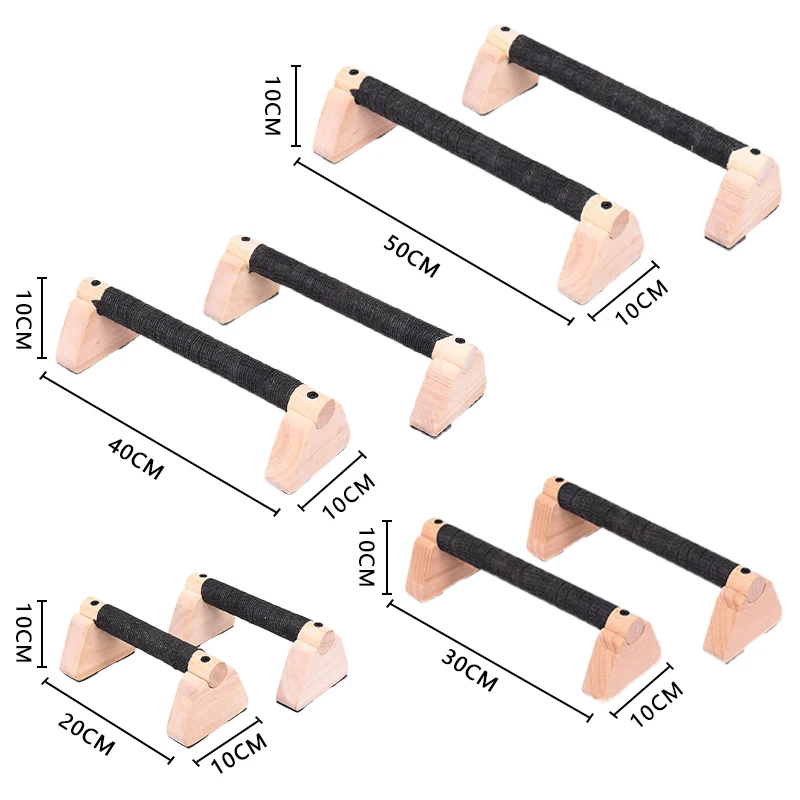 Beech Wood Calisthenics Bar Solid Wood Parallettes Push-Up Bar for Home Gym Floor Workouts Bodyweight Training
