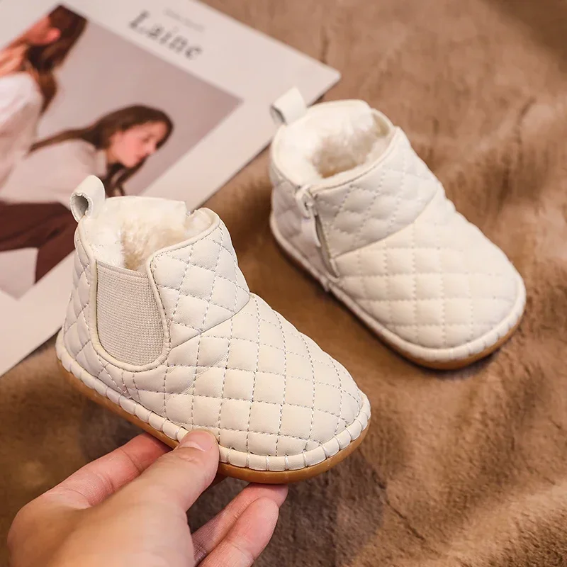 Winter Baby Girls Boys Snow Boots Warm Plush Children Outdoor Shoes Soft Sole Non-slip Infant Shoes Kids Cotton-padded