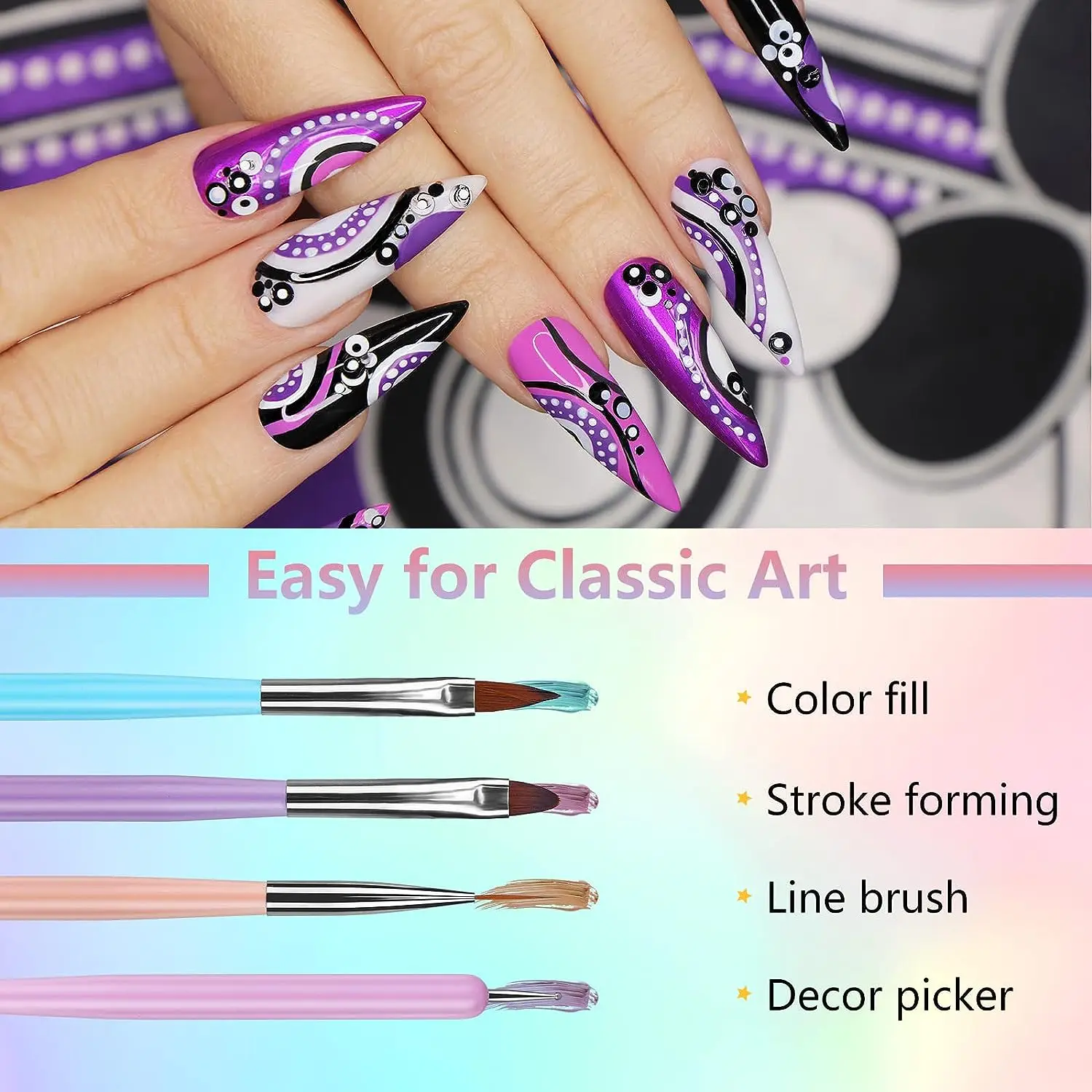 Nail Art Brushes Nail Brushes Nail Art Tools Gel Nail Tools Nail Brushes Set Professional Nail Supplies For Acrylic UV Gel Drawing Dotting Manicure Art Design