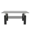 Coffee Table, Glass Coffee Tables with Storage Shelf, Black 6