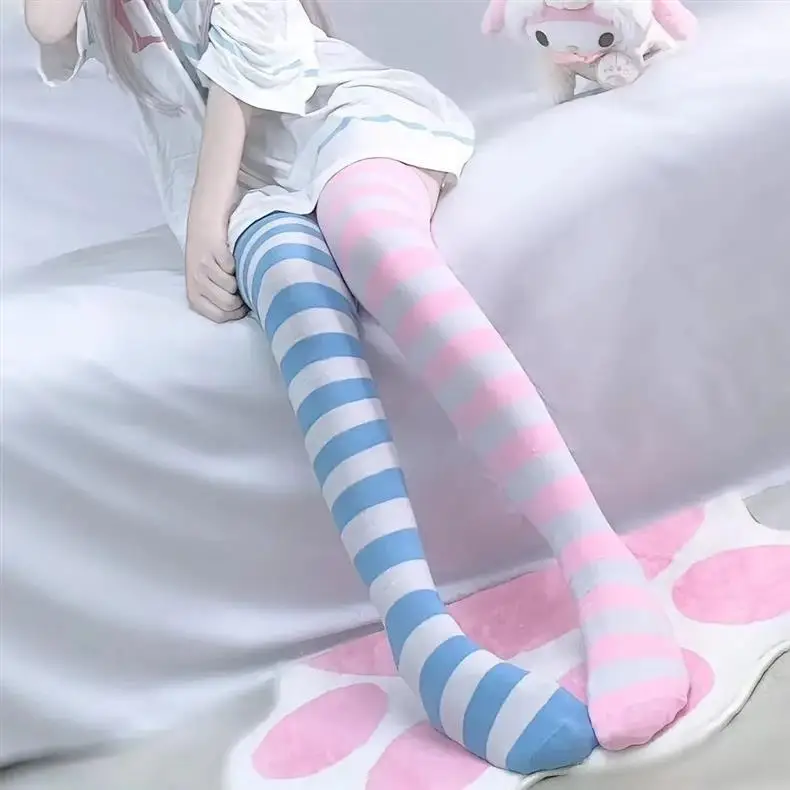 Damensocken, bunte Streifen, personalisierbar, modisch, cool, lange Röhrensocken, Gothic-Stil, japanischer Punk, JK-Wadenstrümpfe, Mädchen – Detail 5