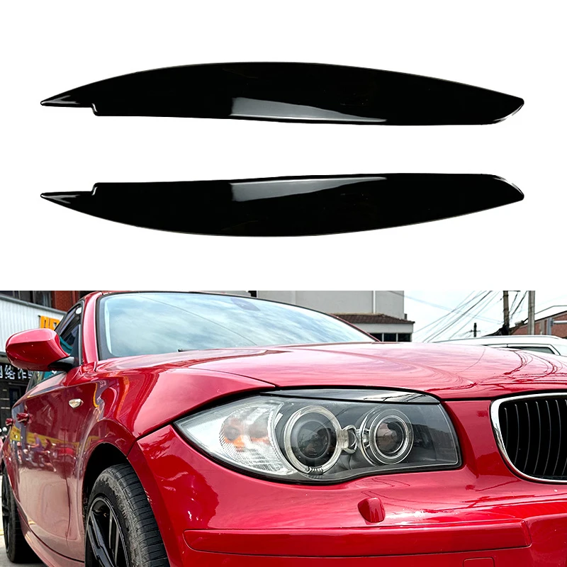 

For BMW 1 Series E81 E82 E87 E88 2008-2013 Car Headlight Lamp Eyebrows Cover Trim Auto Eyelids Lids ABS Gloss Black Carbon Fiber