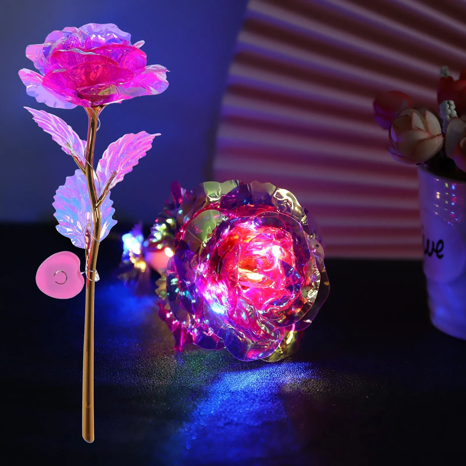 Romantic Galaxy Rose Luminous Flower Valentine's Day Lovers' Gift Xmas Decor Gif 