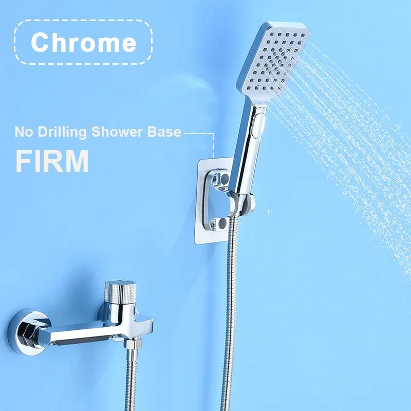 Gray Waterfall Bathtub Faucet With Hand Shower Brass Chrome Wall Mounted Bathroom Shower Mixer Tap Full Shower system Set 6