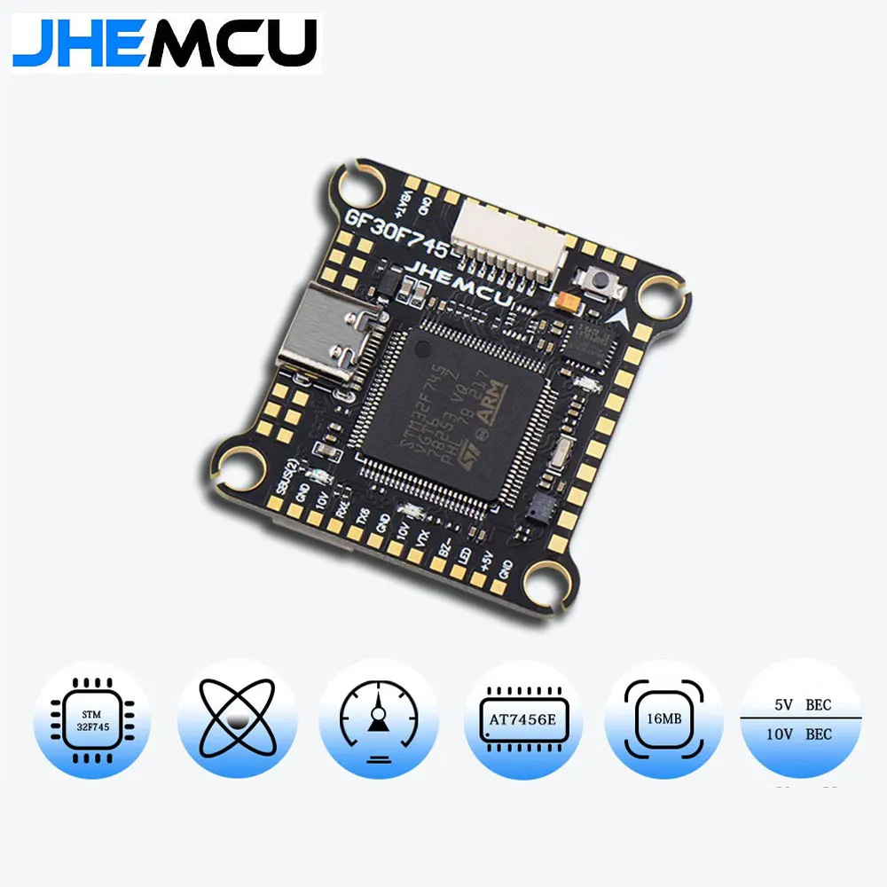 JHEMCU F745 Flight Controller Stack GF30F745-ICM Flight ControllerAM32A60 60A 4in1 ESC 3-6S 30X30mm for RC FPV Drone thumbnail 6