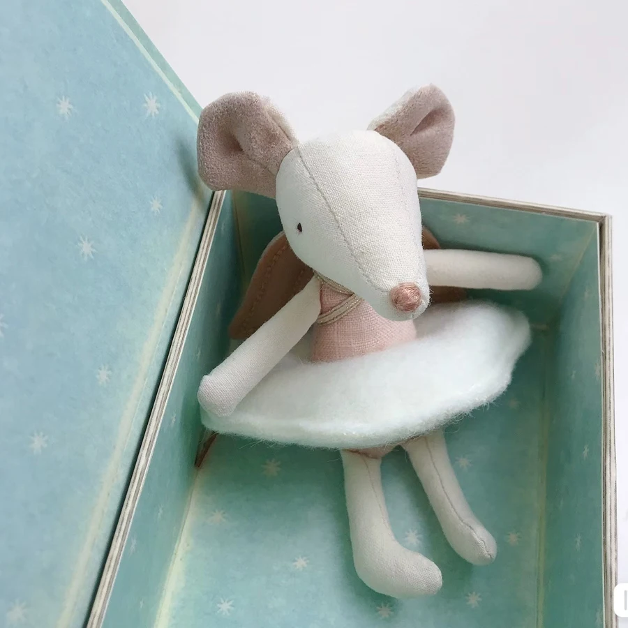 책에 12cm 미니 천사 마우스 크리스마스 새해 선물 구름 선물 상자 면화 봉제 인형과 수제 귀여운 작은 요정 마우스 장난감