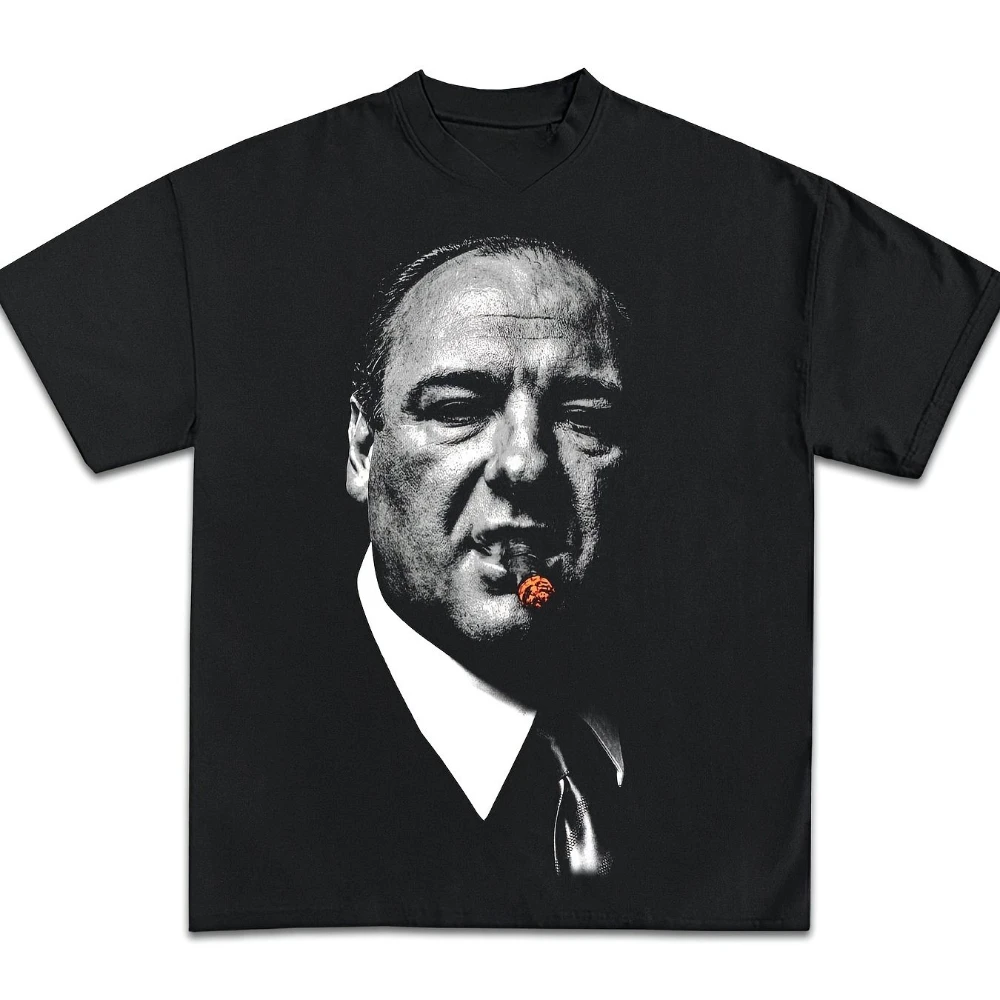Herren-T-Shirt mit Rundhalsausschnitt und regulärer Passform mit Tony Soprano-Grafik Stylisches Freizeit-T-Shirt Geeignet für Alle Jahreszeiten