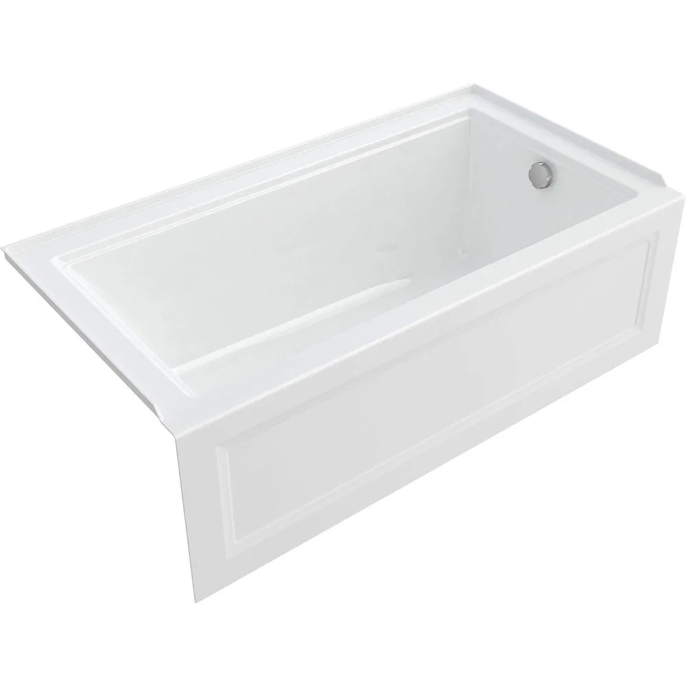 Bathtub-Right Drain, Integral 3-sided 1" Tiling/water Retention Flange for Easy Installation 60"x32" White Bathtubs