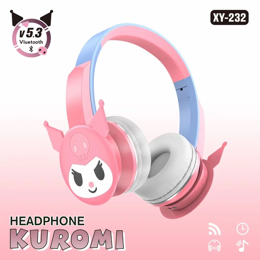 NEW Sanrio XY-232 Kuromi Bluetooth Wireless Headphones Wireless Headset with Mic Foldable Lightweight Earphone for Phones Laptop