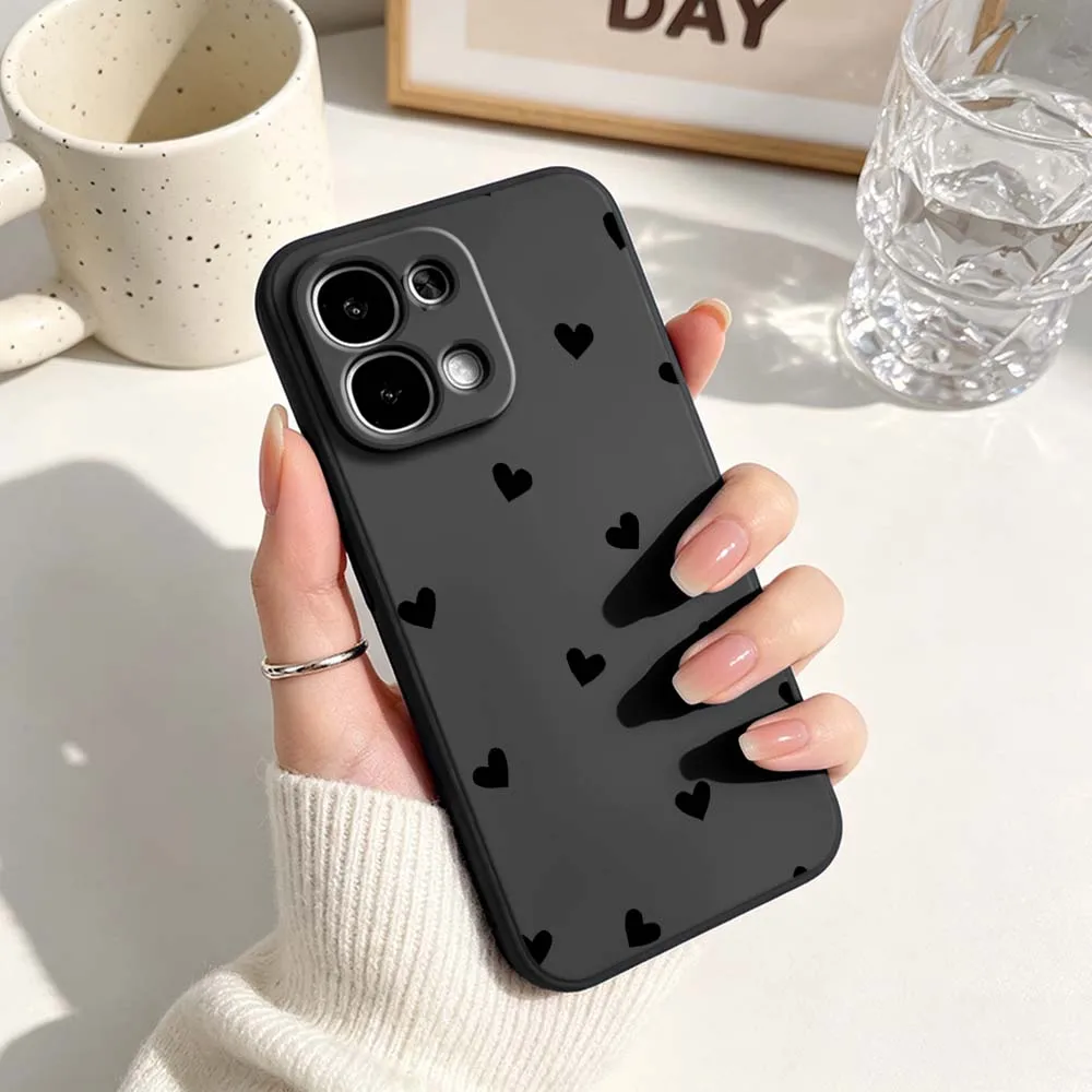 Chic Black Heart Pattern Phone Case