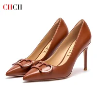CHCH Women's High Heels New Pointed Metal Buckle Party Carnival Women's Shoes 9cm 1