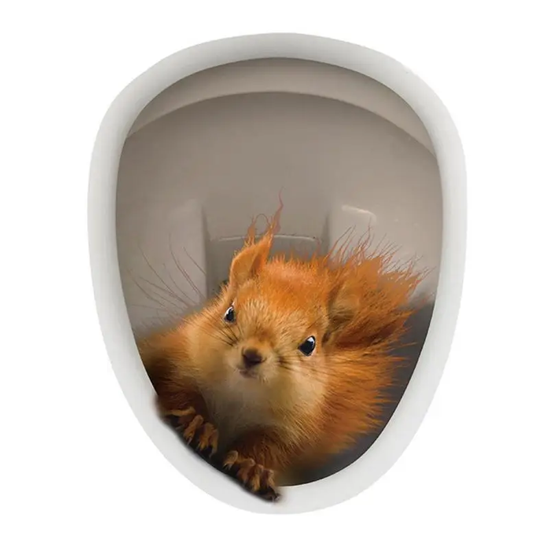 

3D Squirrel Toilet Sticker Waterproof Animal PVC Sticker Removable Wall Sticker Toilet Lid Decals Funny Home Accessories