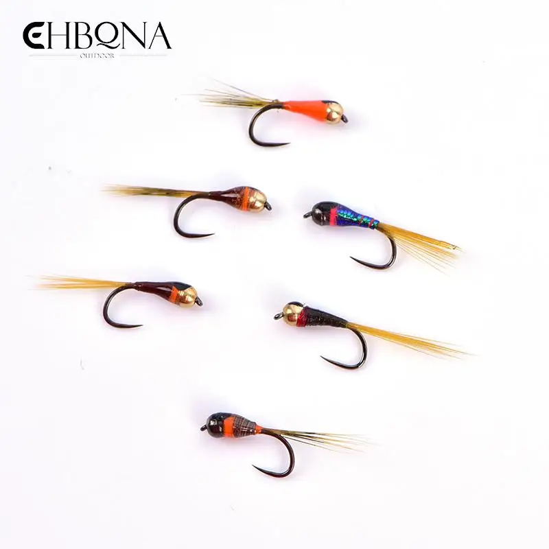 

6pcs Random Tungsten Perdigon Nymph Small Beadheads Fly Rainbow Brown Trout Grayling Brook Trout Fishing Quick Sink Fly