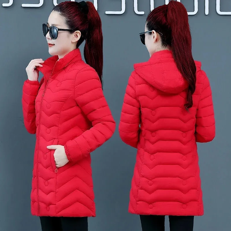 Parkas Women Hooded Winter Jacket 2022 Korean Thicke Down Cotton Clothes Middle-Aged Female Coat Mother Warm Long Outwear XL-6XL