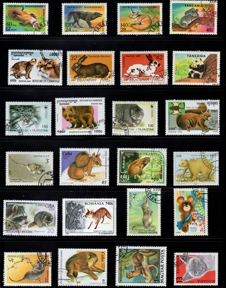 Panda Fur Animals Stamp 50Pcs/Lot All Different From Many Countries NO Repeat Postage Stamps With Post Mark For Collecting
