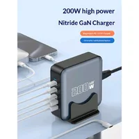 Gan Charger 200w Gallium Nitride High Power Multi Port Pd 100w Output Fast Charging Station Compatible For Mobile Phone Laptop 3