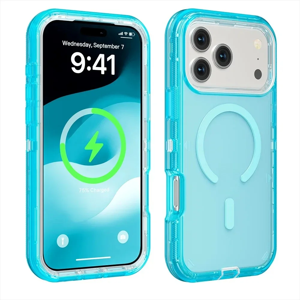 Heavy 3IN1 Mechanical OTT-Box Magnetic Charge Case For IPhone 17 Pro Max Air 16 15 14 13 12 Plus Enhanced Anti-Drop Bumper Cover