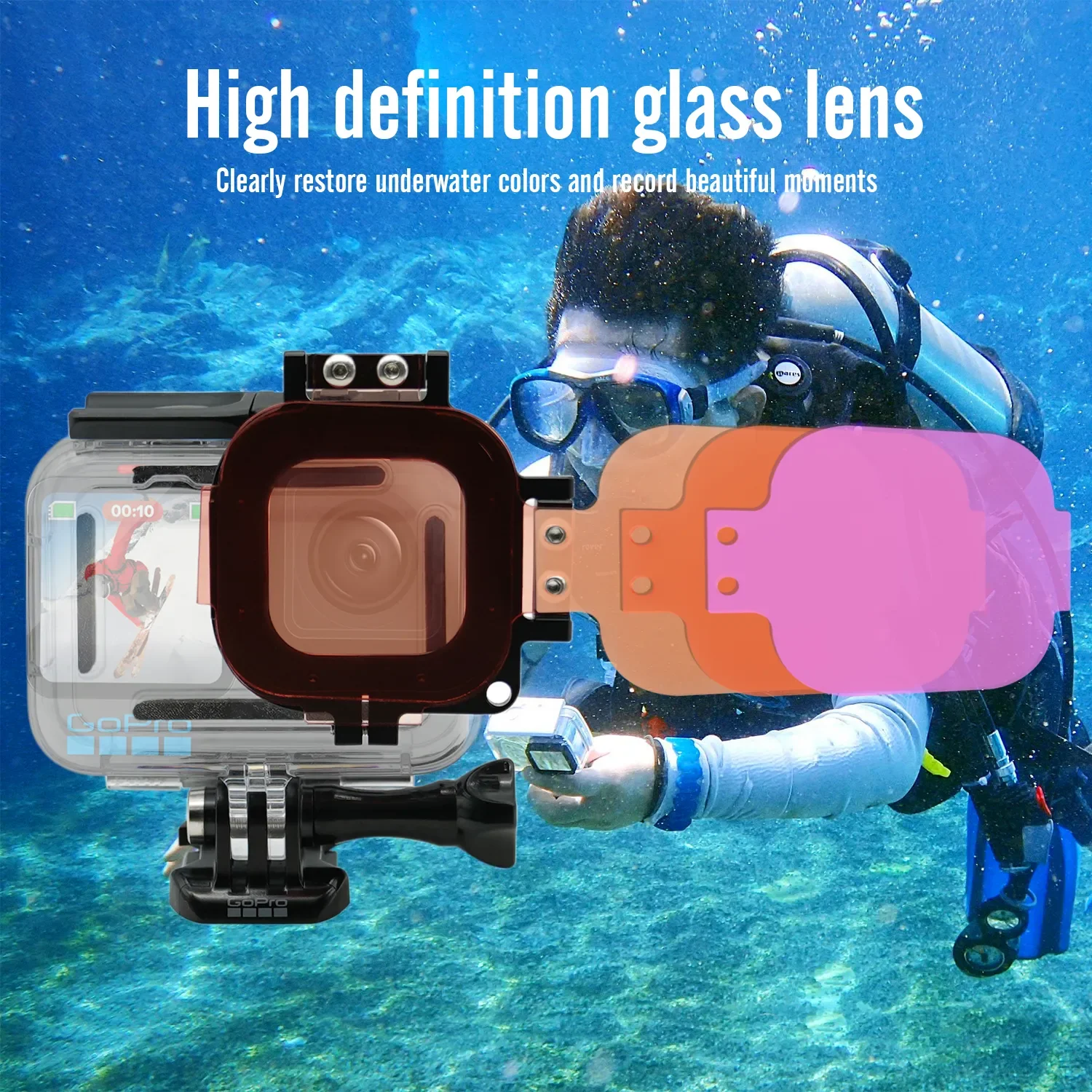 Red Filter For Gopro Filter Kit Dive For Gopro Hero 8 9 10 11 12 Free Scuba Diving Photography Accessories