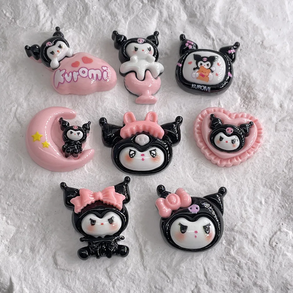 5pcs New Black Mimi 8-piece Cartoon kuromi sanrio Resin flatback