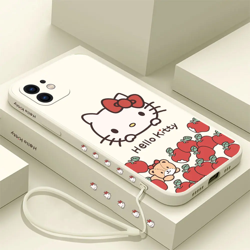 thumbnail image 1 of Funda de teléfono de dibujos animados Hello kitty para Samsung Galaxy, S24, S23, S22, S21, S20 Ultra FE, S10, 4G, S9, S10E, Note 20, 10, 9 Plus, con cordón, 1 of 5