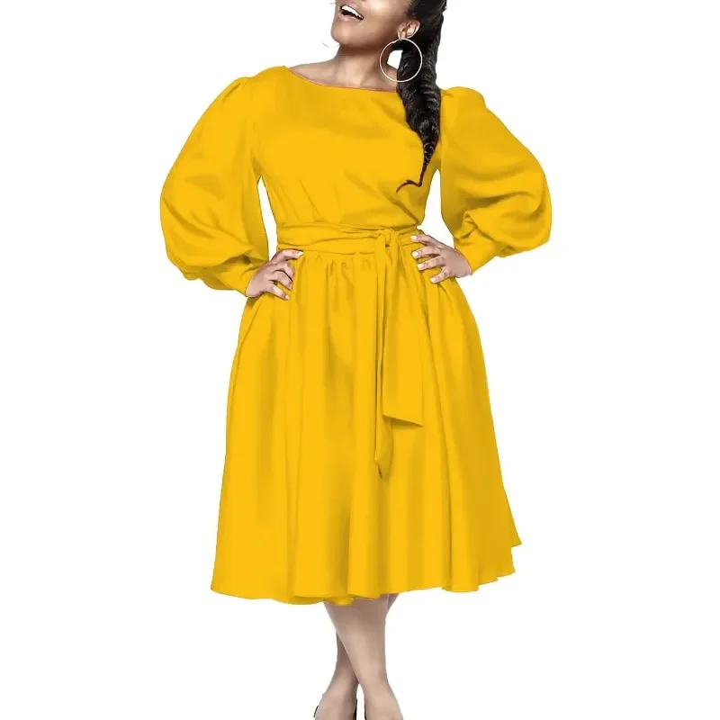 Spring Fashion African Long Sleeve O-neck Blue Yellow Rose Red Polyester Party Evening Midi Dress Dashiki Africa Clothing 2 piece african clothes for women spring fashion african long sleeve o neck top long pant matching sets dashiki africa clothing