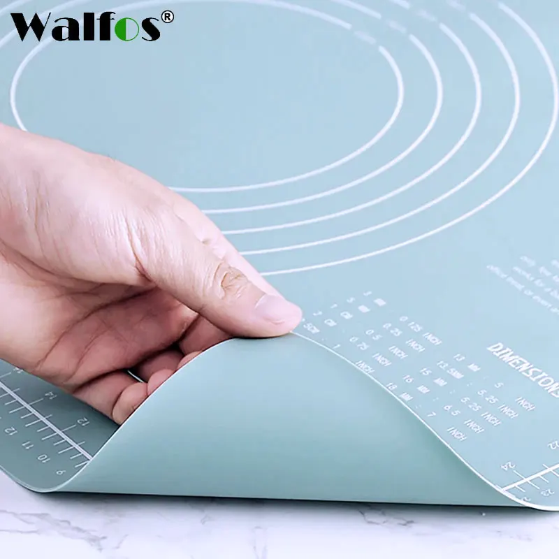 Walfos 실리콘 베이킹 매트, 들러붙지 않는 패드, 롤링 반죽 반죽 매트, 제빵기 요리, 케이크 페이스트리, 주방 가제트 액세서리