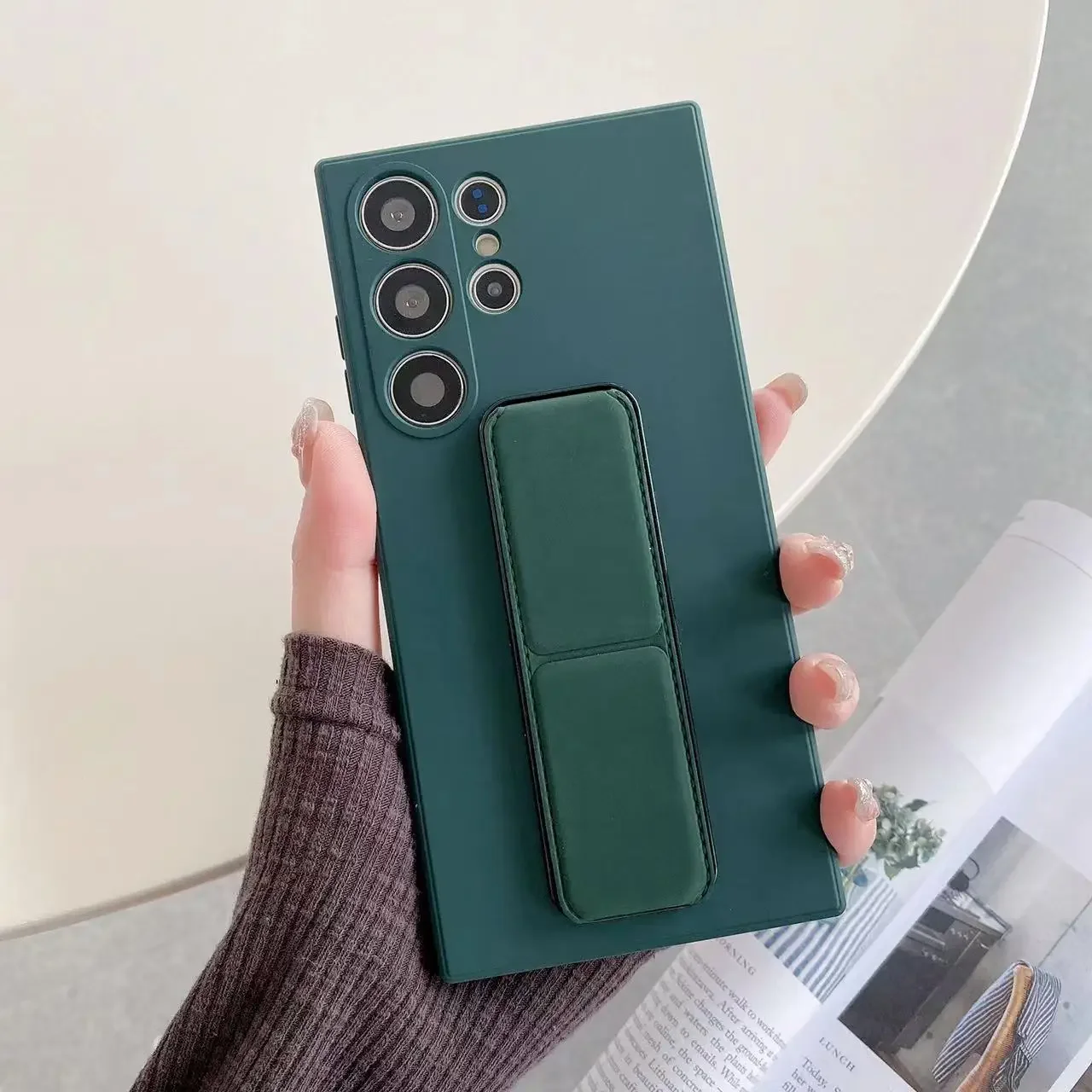 Magnetic Stand Phone Case with Wrist Strap Holder and Protector