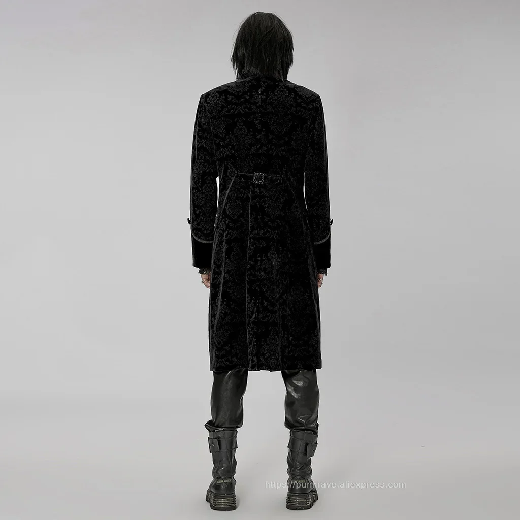 Description Picture 5 of itemPUNK RAVE Men's Gothic Gorgeous Printed Spliced Collar Long Coat Party Club Halloween Black Outwear Autumn Winter Mens Jacket