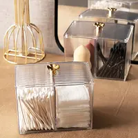 Clear Plastic Cotton Swab Holders Cotton Ball Container Vanity Organizer Makeup StorageBox Dispenser Jars with Lids for Bathroom 2