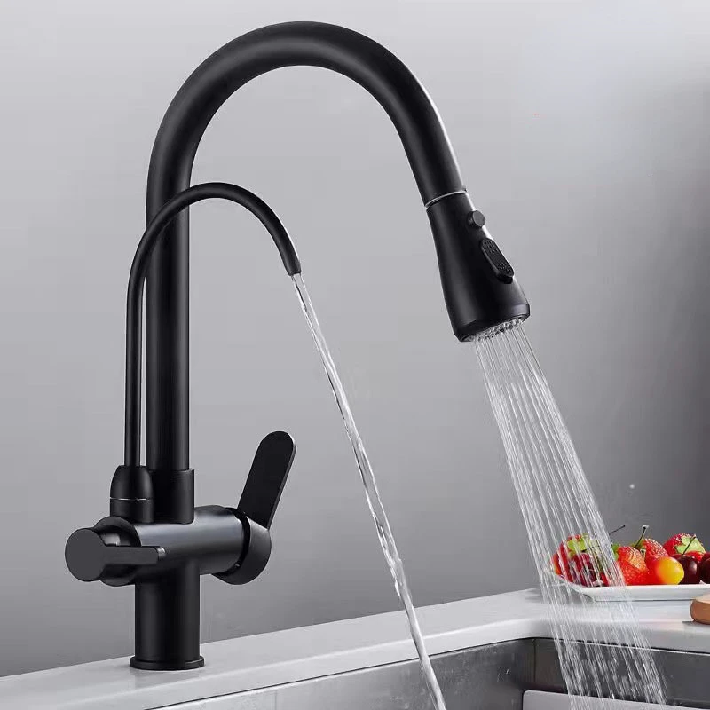 Purified Kitchen Faucet 360 Degree Rotation Hot Cold Water Deck Chrome Filter Sinks Mixer Tap with Tap for Drinking Water kitchen sink faucet with pull out spray with spray gun swivel hot and cold water single hole mixer faucet for kitchen sink