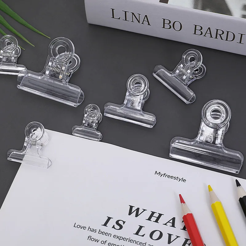 10 Transparent Binder Clips Bill Paper Clips Sealing Food Bag Hinge Stationery for Home Office Clothesline Laundry Hanging binder clips paper clips