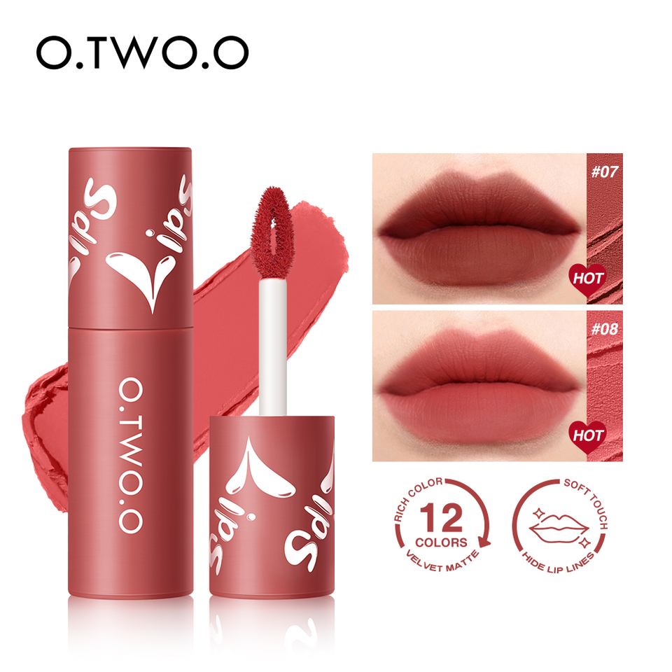 O.TWO.O Liquid Lipstick Matte Velvet Lightweight Non-sticky Waterproof Long Lasting Color-Locking Lip Glaze Lip Tint Makeup