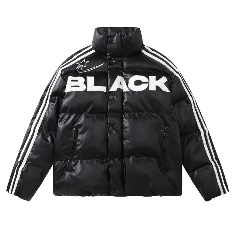 

Men's Fashion Color Block Embroidered Coat Thickened Warm Casual Loose Collar Long Sleeve Couple Baseball Jersey Streetwear Ropa