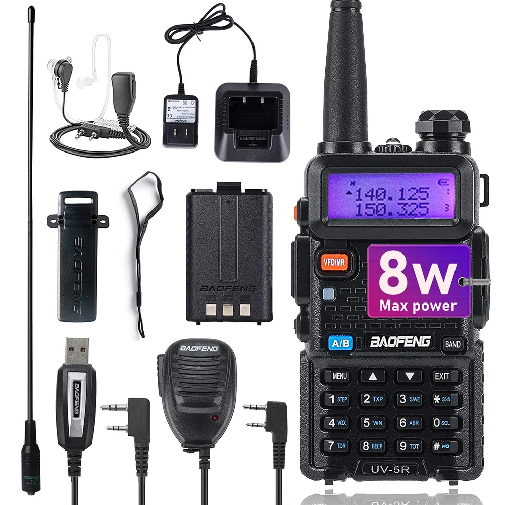 BaoFeng UV-5R 8W High Power Walkie Talkie Dualband Two Way Radio VHF/UHF  136-174MHz  400-520MHz Portable Ham Radio Transceiver AliExpress