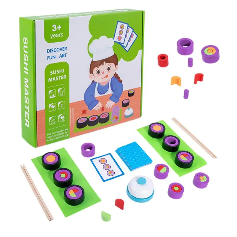 

Play Kitchen Sushi Toy Educational Wooden Kitchen Toys For Pretend Play Interactive Early Learning Sushi Set For Hands-on Abilit