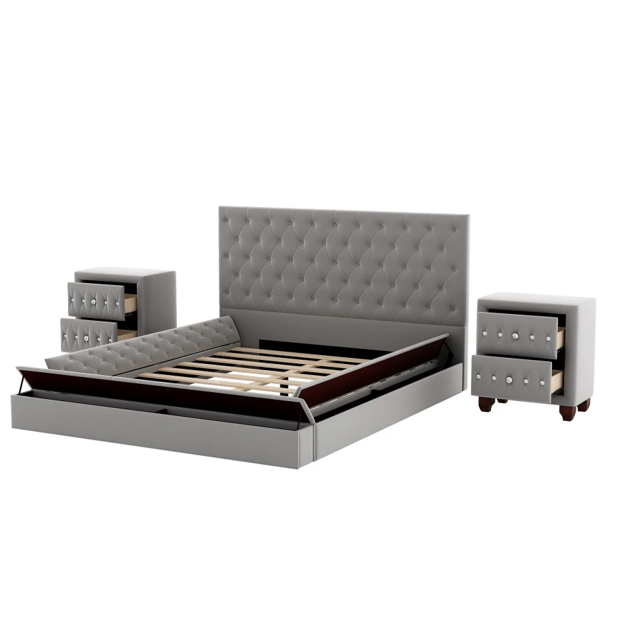 Accent Sicily Full Upholstered Platform Bed in White
