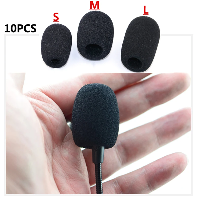 10Pcs Black Microphone Dedicated Set Headset Replacement Foam Headset Mic Cover Microphone