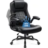High Back Office Chair, Ergonomic Big and Tall Desk Chair, Adjustable Flip Up Armrest Executive Chair Made of PU Leather