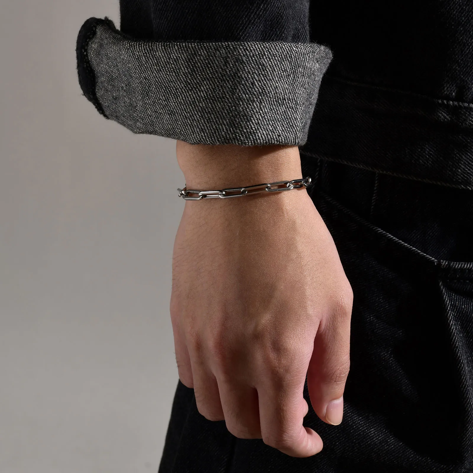 VNOX Men's Two-Tone Link Bracelet – Stainless Steel, Adjustable, 12mm Width, Personalized Engraving Option