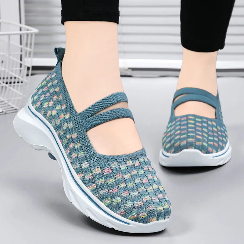 New Women's Shoes Work Comfortable Colored Casual Single Shoes Breathable Soft Sole Middle Aged Women's Shoes