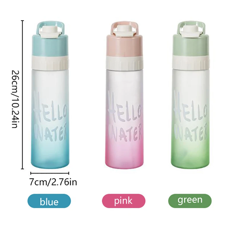 650ml Spray Water Bottle Outdoor Sports Fitness Water Cup Large Capacity Portable Bottle Jet Spray Cup