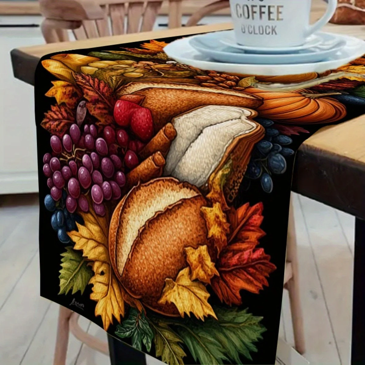 Pumpkin Grape Red Wine Harvest Table Runner 2