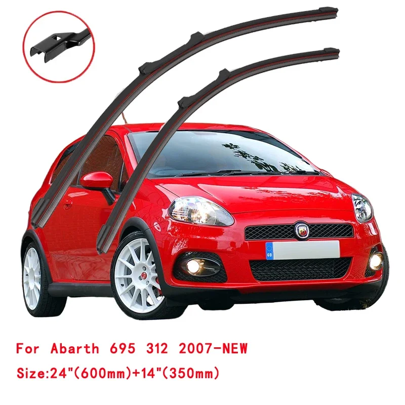 Coppia Spazzole Tergicristallo In Gomma Per Fiat 500 (dal 07/2007) E 500 Abarth (dal 08/2008) – Con Attacchi Universali