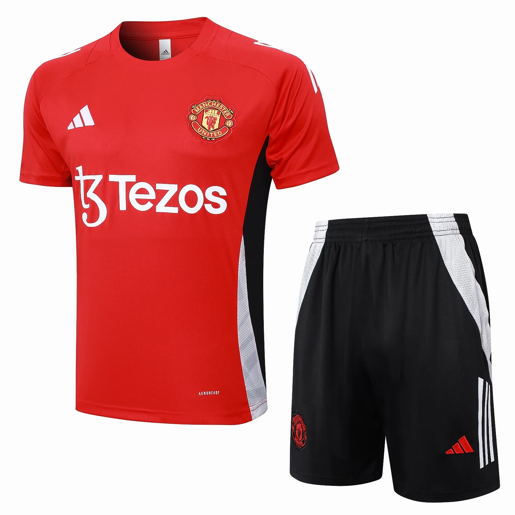Adidas Soccer Jerseys Men Short-sleeved and Above-the-knee Shorts Premium Moisture-Wicking Training Suit Black