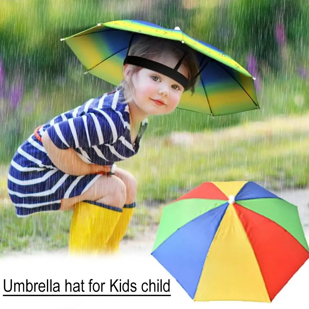 

Portable Umbrella Hat Foldable Outdoor Sun Shade Waterproof Umbrella Camping Cap Headwear Cycling Fishing Rain D8Z6