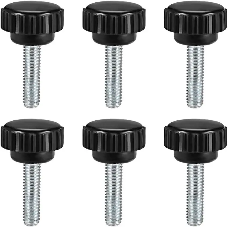 

M5 x 10mm Metric Male Thread Knurled Clamping Knobs Grip Thumb Screw on Type Plastic Threaded Hand Bolt Knobs Black 6 Pcs