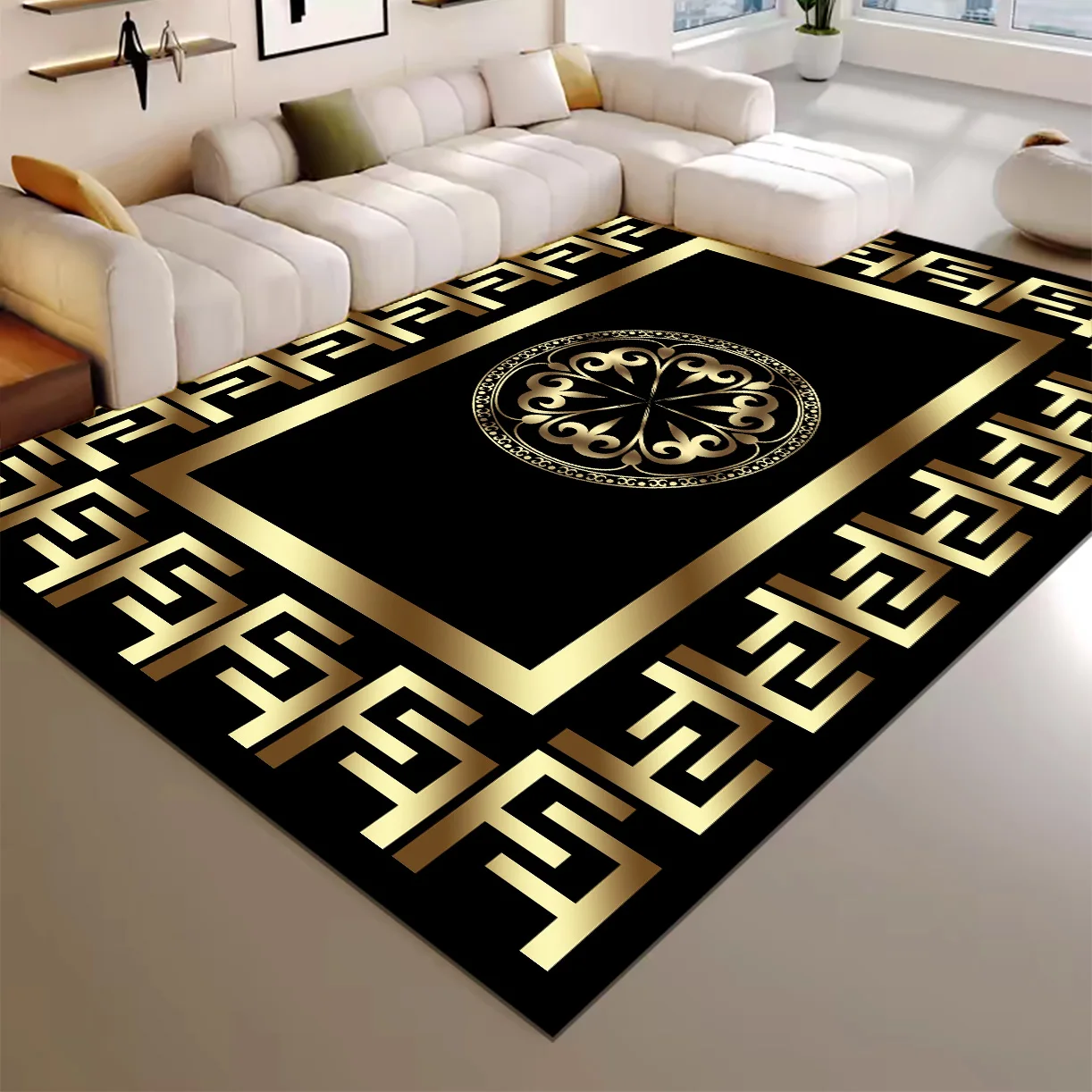 High-end Luxury Living Room Carpet 200x300cm Large Area Rugs Room Decor Golden Floor Mats Washable European Tatami Mat Non-slip 2