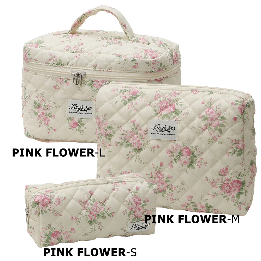 Chic Quilted Cotton Cosmetic Organizer - Portable Zipper Handbag